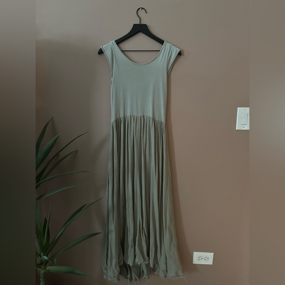Black Crane Jersey Top Mixed Media Dress Stone